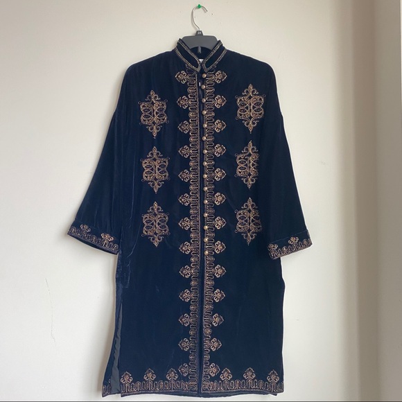 ZARA EMBROIDERED VELVET KIMONO JACKET - Picture 5 of 9